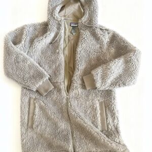 Patagonia Dusty Mesa Parka Sherpa Fleece Hooded Coat Beige Women’s L Style